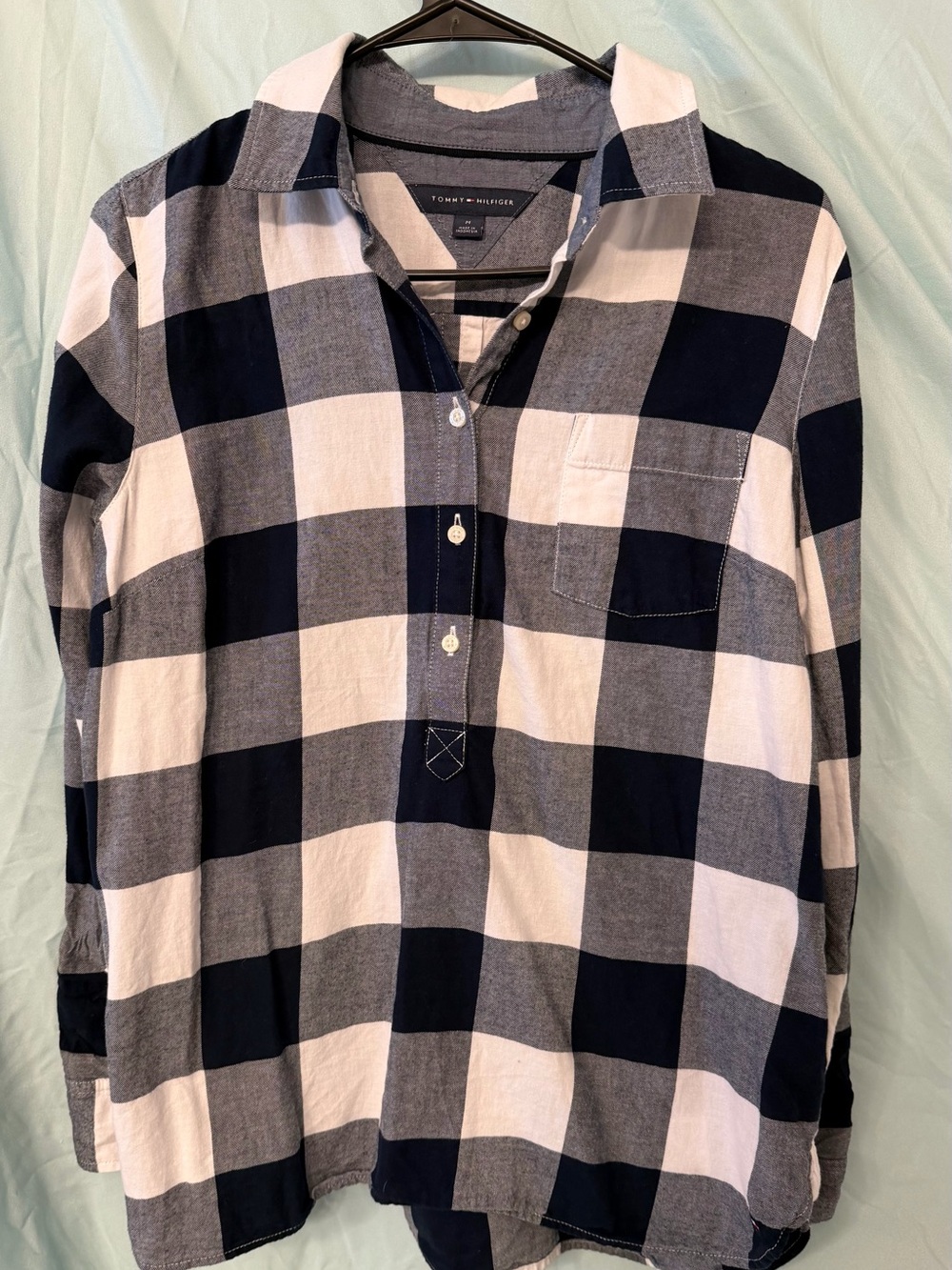 Tommy Hilfiger Navy, White & Gray Check Long-Sleeve Button-Down